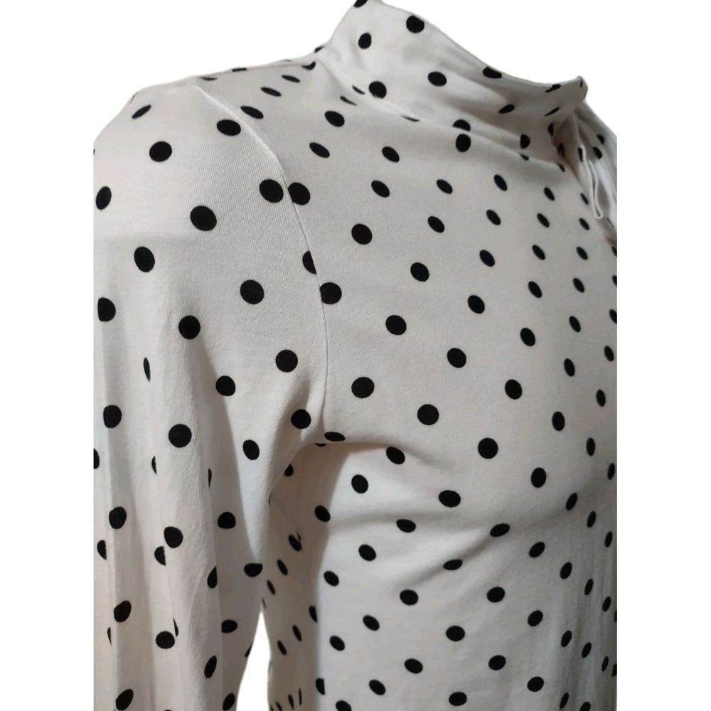 Tommy Hilfiger Top Size M Women's Polka Dot White Black Bow Neck Retro Blouse‎ - Picture 11 of 13